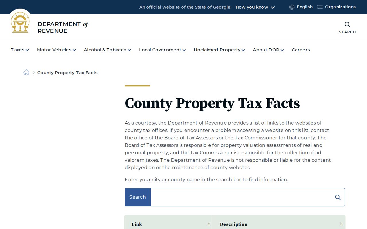 Georgia people search using the county property tax directory