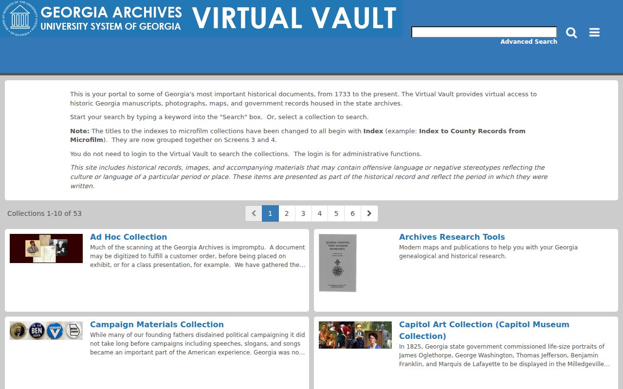 Georgia people search in the Georgia Archives digital Vault
