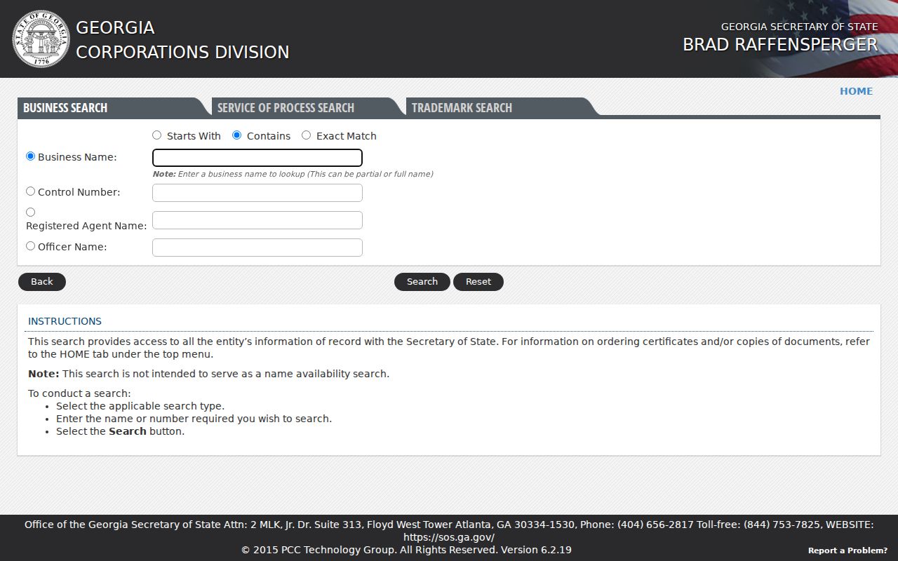 Georgia public records portal for corporation business searches