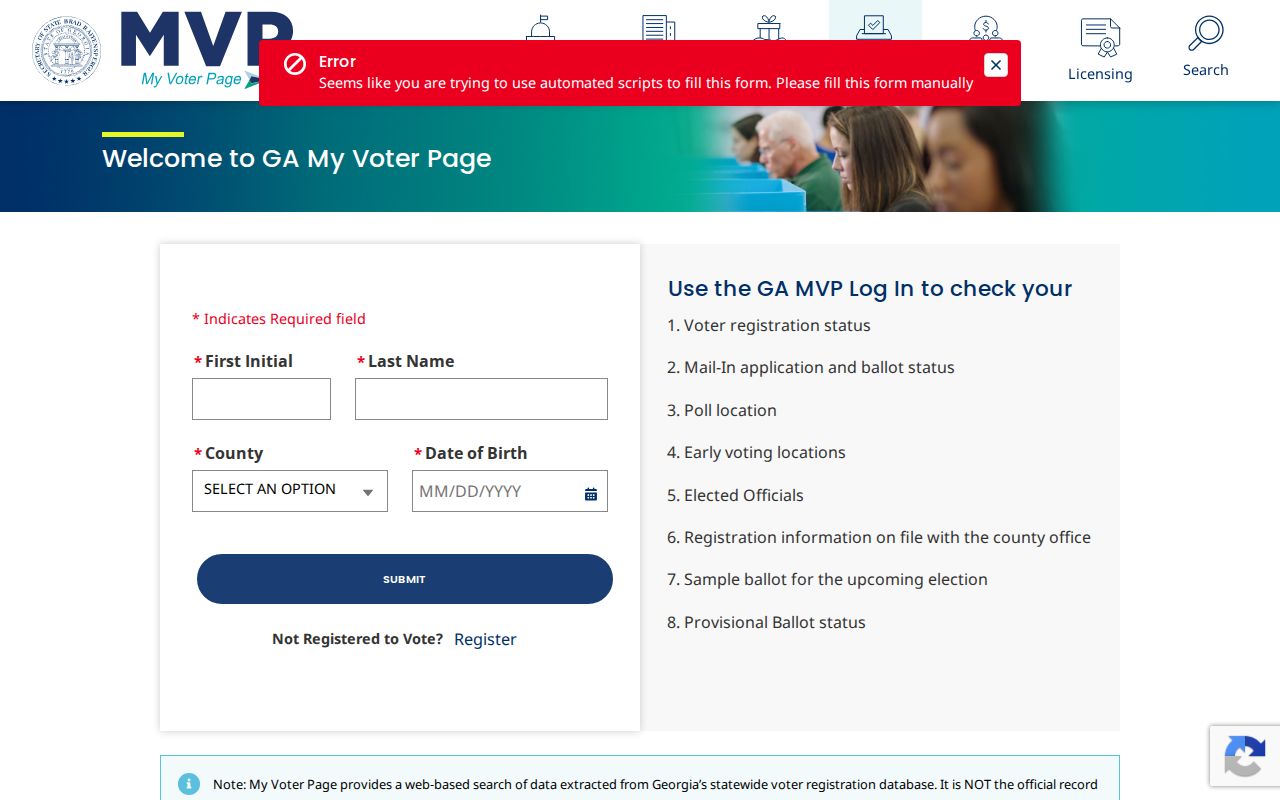 Georgia voter registration records My Voter Page lookup